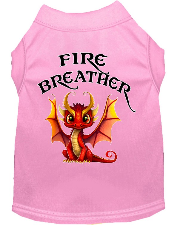 Fire Breather Dragon Screen Print Dog Shirt Light Pink XS (8)